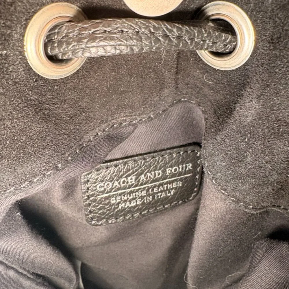 Italian 100% Leather Bucket Bag with Suede Fringe Tassels, Black - Picture 11 of 13